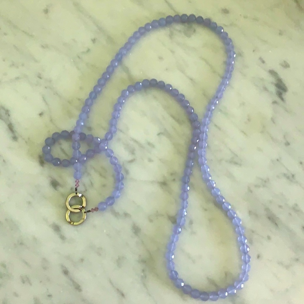 Purple beaded gemstone necklace